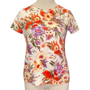 Floral Print Short Sleeve Cotton Top